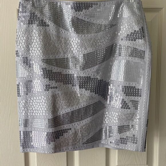 White House Black Market Dresses & Skirts - Sequin studs and leather Paulettes Gray pencil skirt